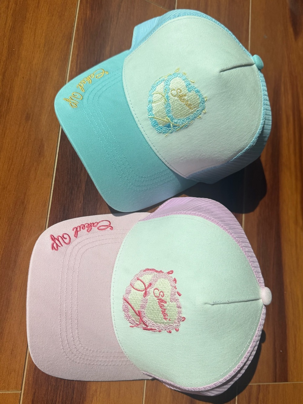 NWOT Sharai Women’s Pastel Two-Tone Embroidered Baseball Cap - Mint & Pink